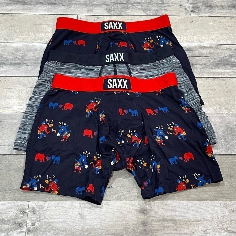 SAXX VIBE BOXER BRIEF MEN’S UNDERWEAR 3-PACK ASSORTED COLORS SZ-SMALL